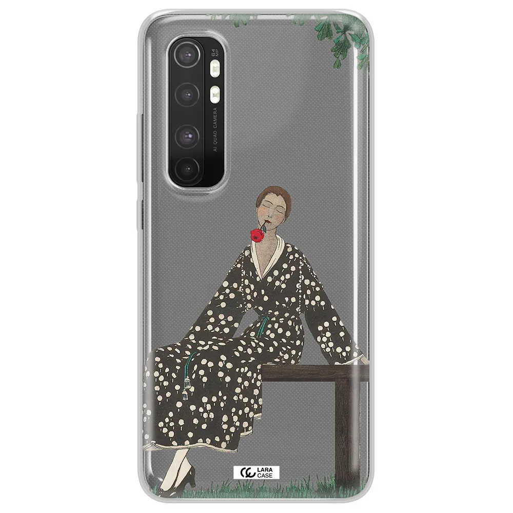 a woman sitting on a bench Xiaomi Mi Note 10 Lite Clear TPU Case