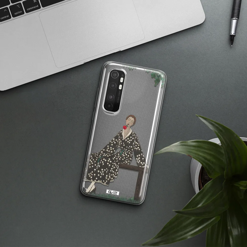 a woman sitting on a bench Xiaomi Mi Note 10 Lite Clear TPU Case