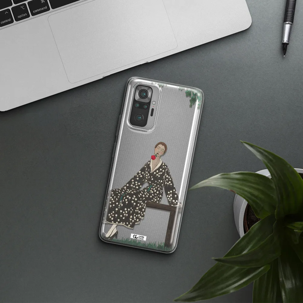 a woman sitting on a bench Xiaomi Note 10 Pro Clear TPU Case