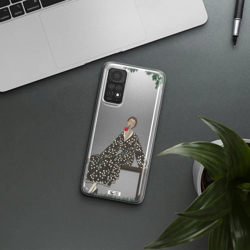 a woman sitting on a bench Xiaomi Note 11 Pro Clear TPU Case