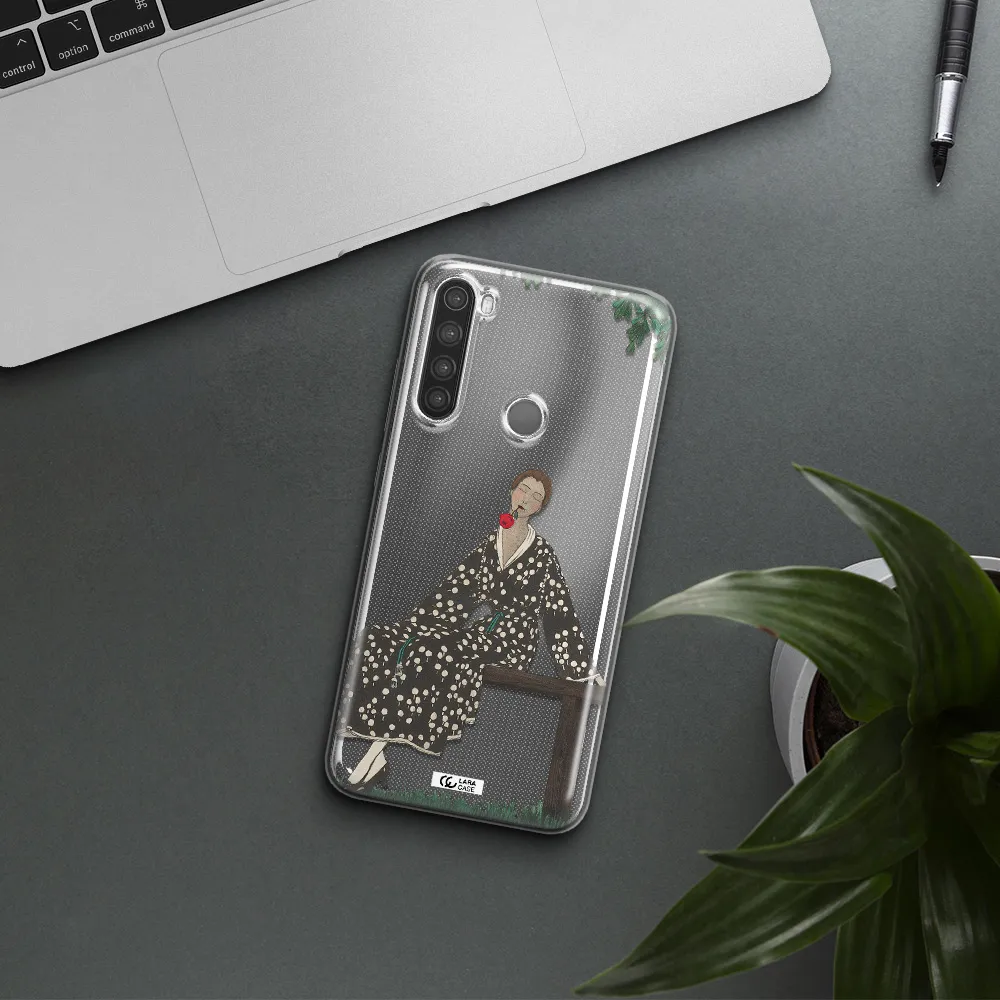 a woman sitting on a bench Xiaomi Note 8 Clear TPU Case