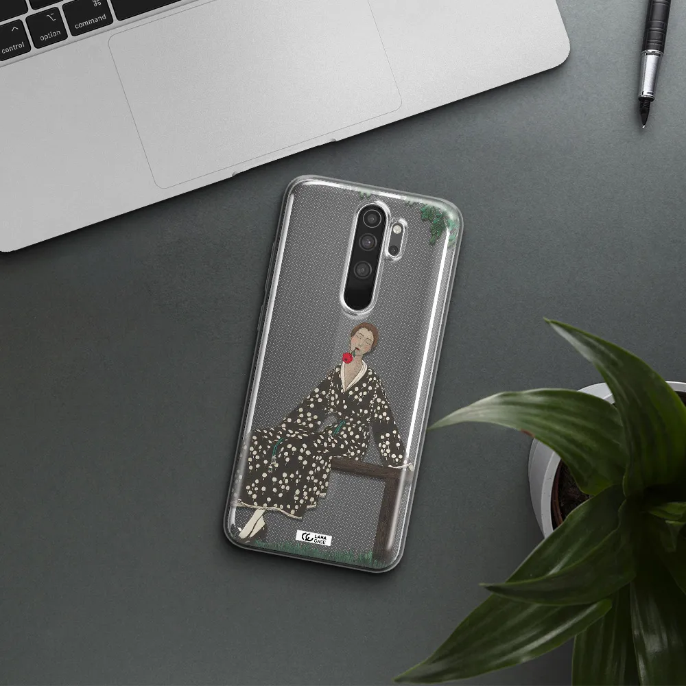 a woman sitting on a bench Xiaomi Note 8 Pro Clear TPU Case