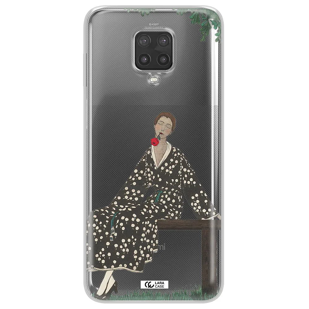 a woman sitting on a bench Xiaomi Note 9 Pro Clear TPU Case
