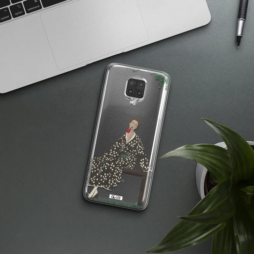 a woman sitting on a bench Xiaomi Note 9 Pro Clear TPU Case