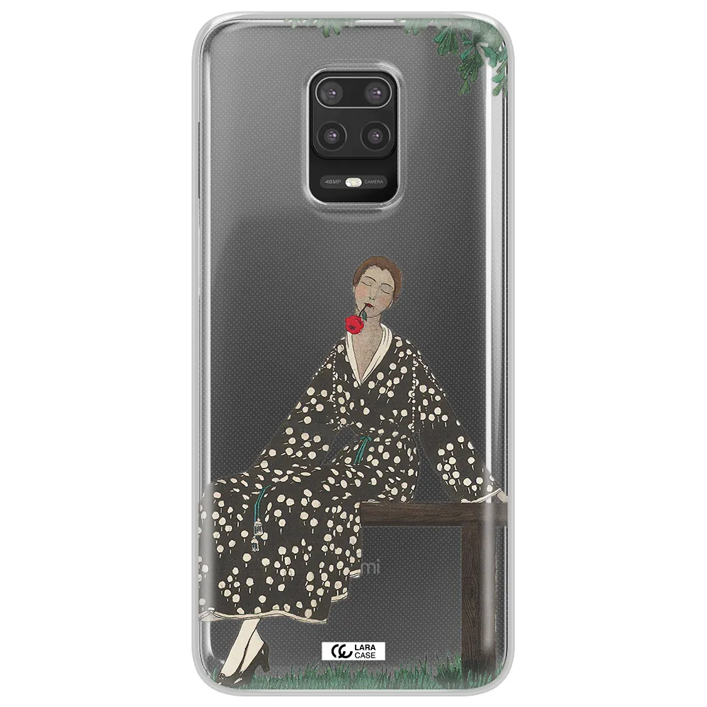 a woman sitting on a bench Xiaomi Note 9S Clear TPU Case