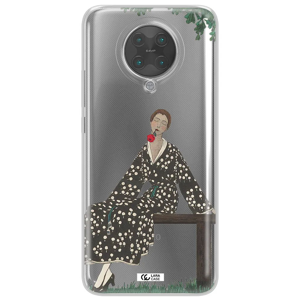 a woman sitting on a bench Xiaomi Poco F2 Pro Clear TPU Case