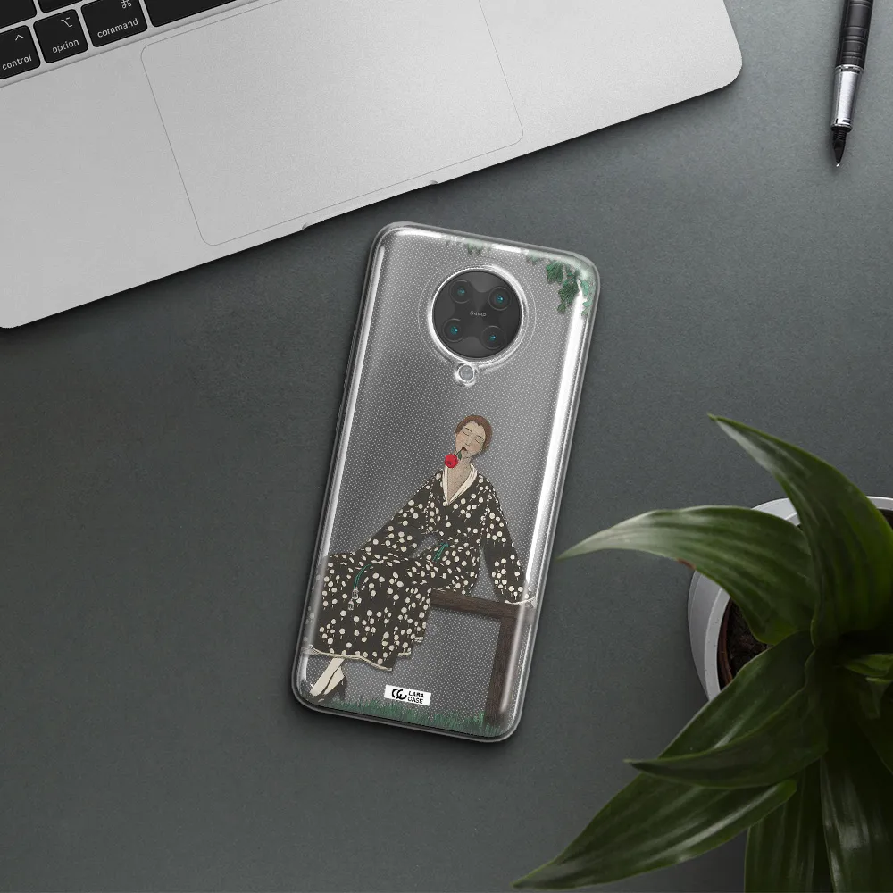 a woman sitting on a bench Xiaomi Poco F2 Pro Clear TPU Case