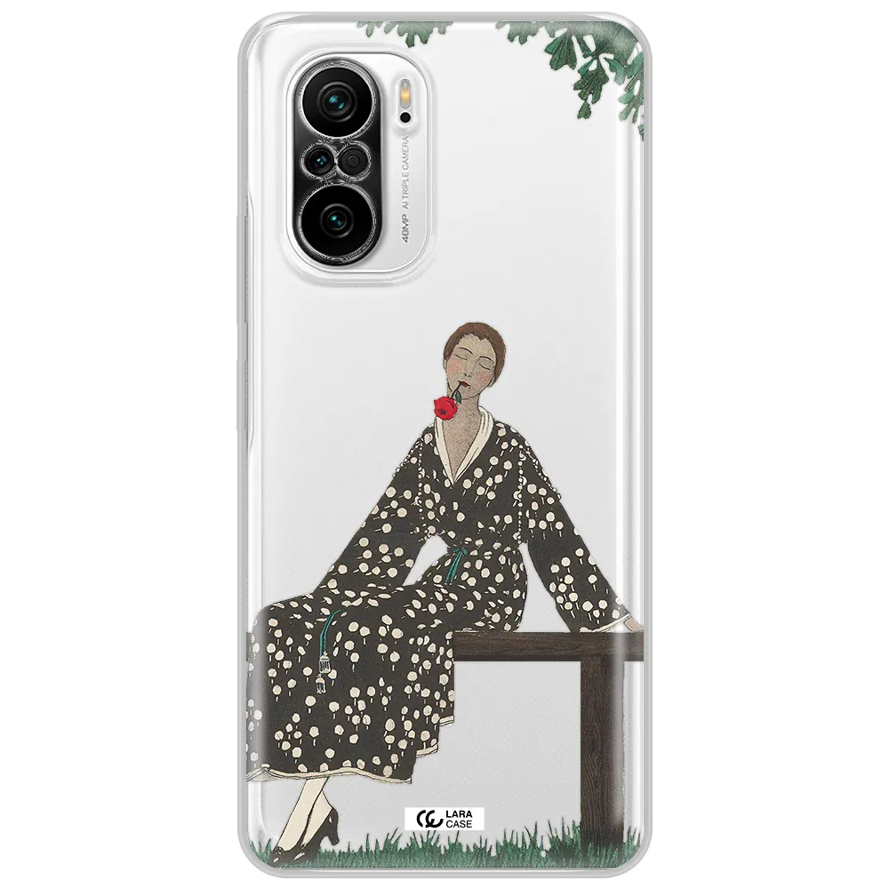 A Woman Sitting On A Bench Xiaomi Poco F3 Clear Tpu Case