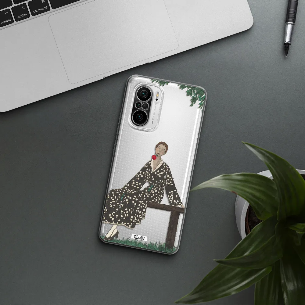 A Woman Sitting On A Bench Xiaomi Poco F3 Clear Tpu Case