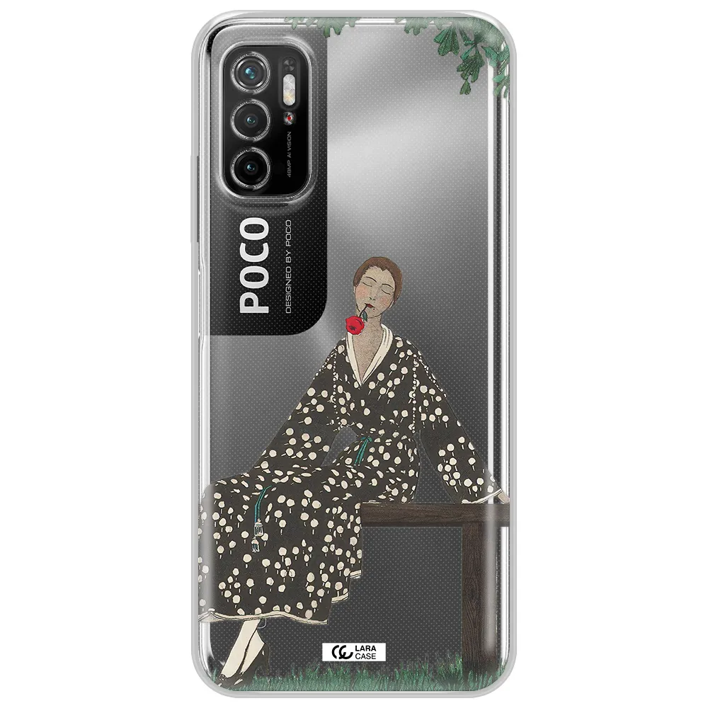 A Woman Sitting On A Bench Xiaomi Poco M4 Pro 5G Clear Tpu Case