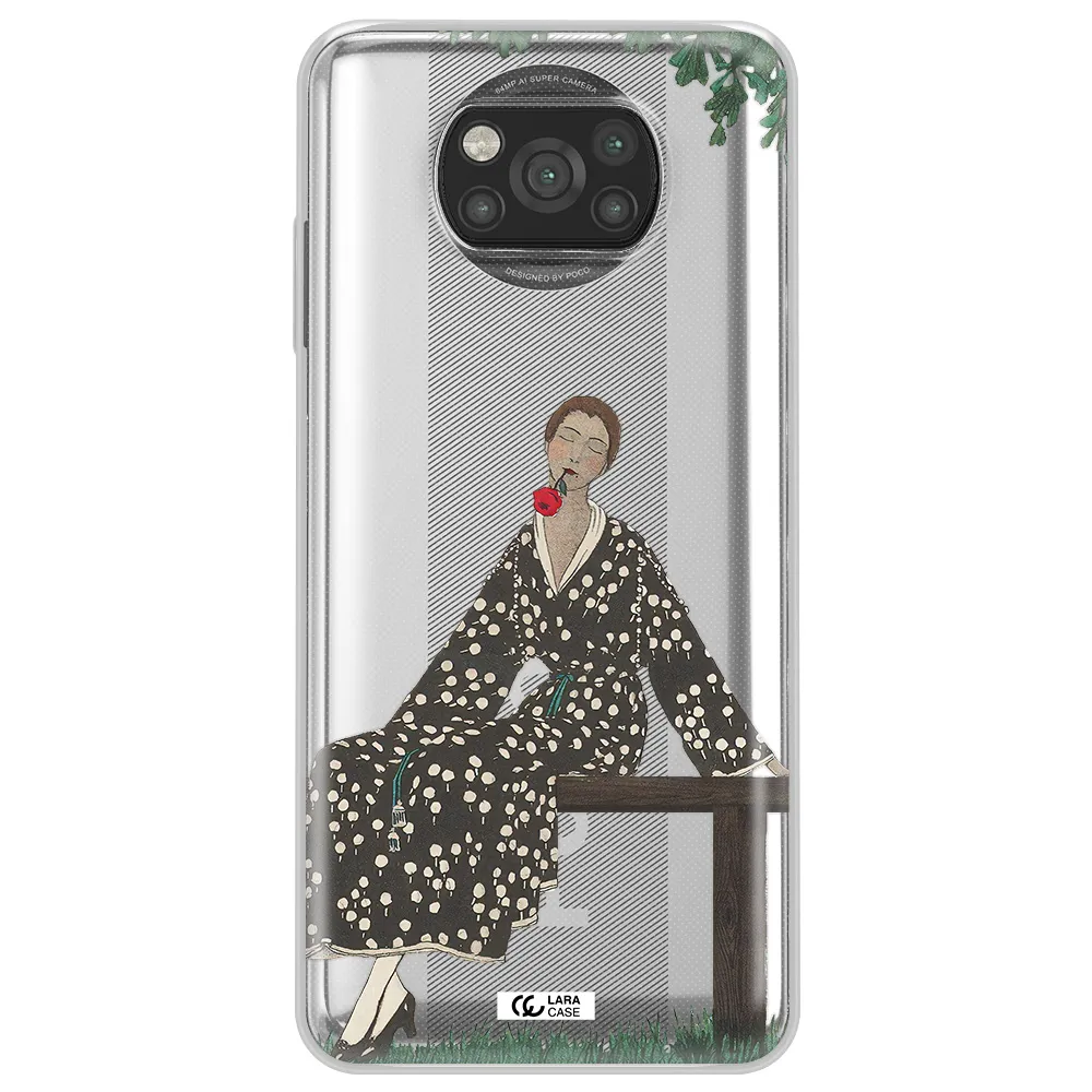 a woman sitting on a bench Xiaomi Poco X3 Clear TPU Case