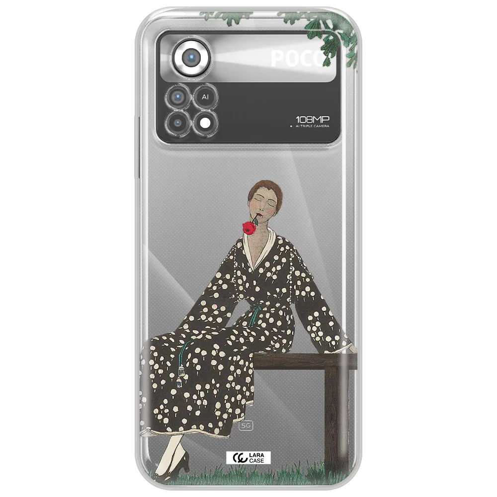 a woman sitting on a bench Xiaomi Poco X4 Pro Clear TPU Case