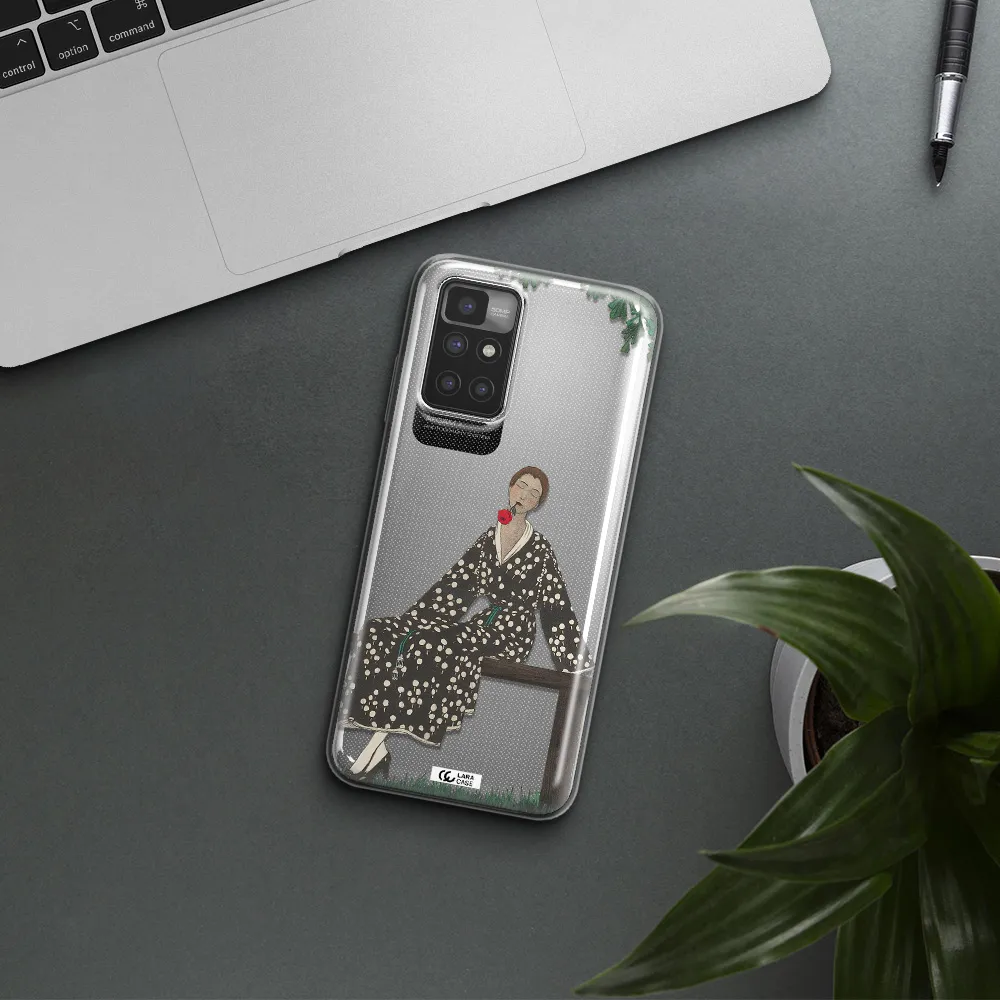 a woman sitting on a bench Xiaomi Redmi 10 Clear TPU Case