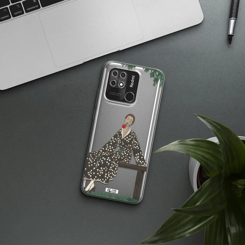 a woman sitting on a bench Xiaomi Redmi 10C Clear TPU Case