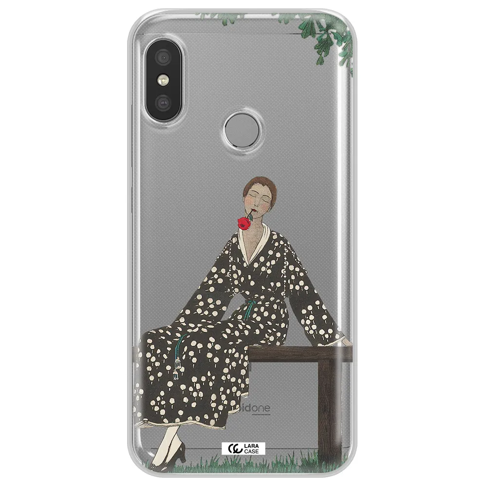 a woman sitting on a bench Xiaomi Redmi 6 Pro Clear TPU Case