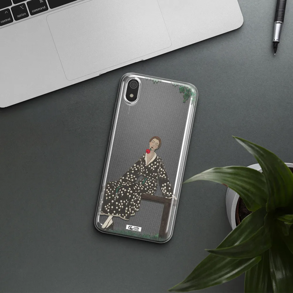 a woman sitting on a bench Xiaomi Redmi 7A Clear TPU Case