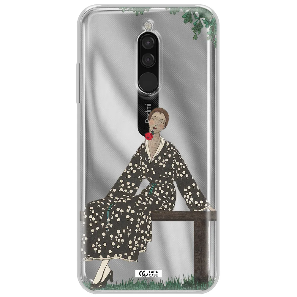 A Woman Sitting On A Bench Xiaomi Redmi 8 Clear Tpu Case