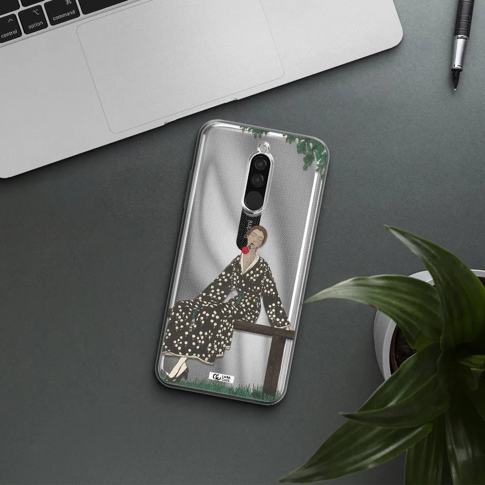 A Woman Sitting On A Bench Xiaomi Redmi 8 Clear Tpu Case