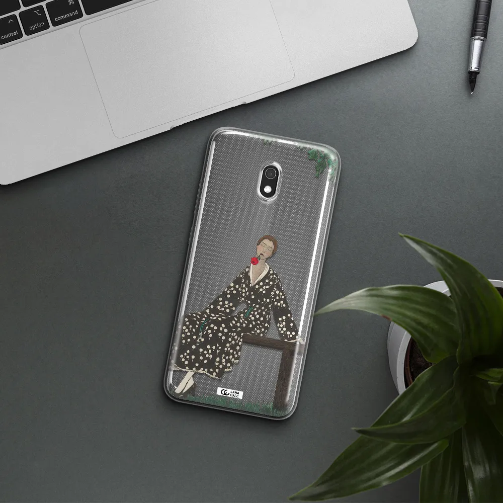 a woman sitting on a bench Xiaomi Redmi 8A Clear TPU Case
