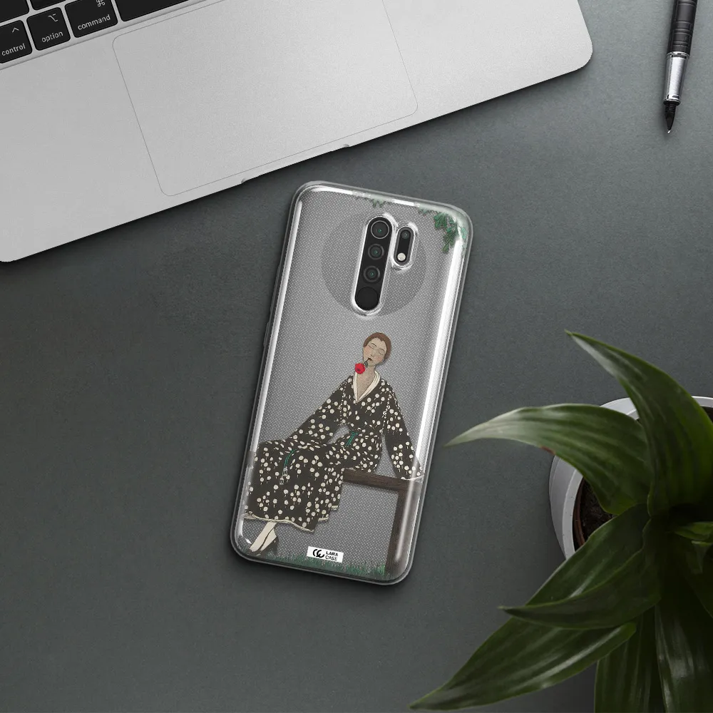 a woman sitting on a bench Xiaomi Redmi 9 Clear TPU Case