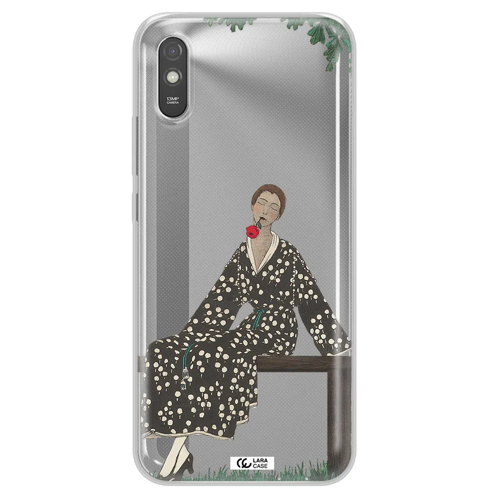 a woman sitting on a bench Xiaomi Redmi 9A Clear TPU Case