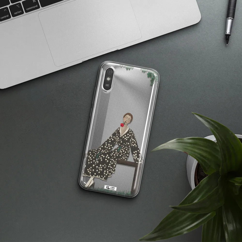 a woman sitting on a bench Xiaomi Redmi 9A Clear TPU Case
