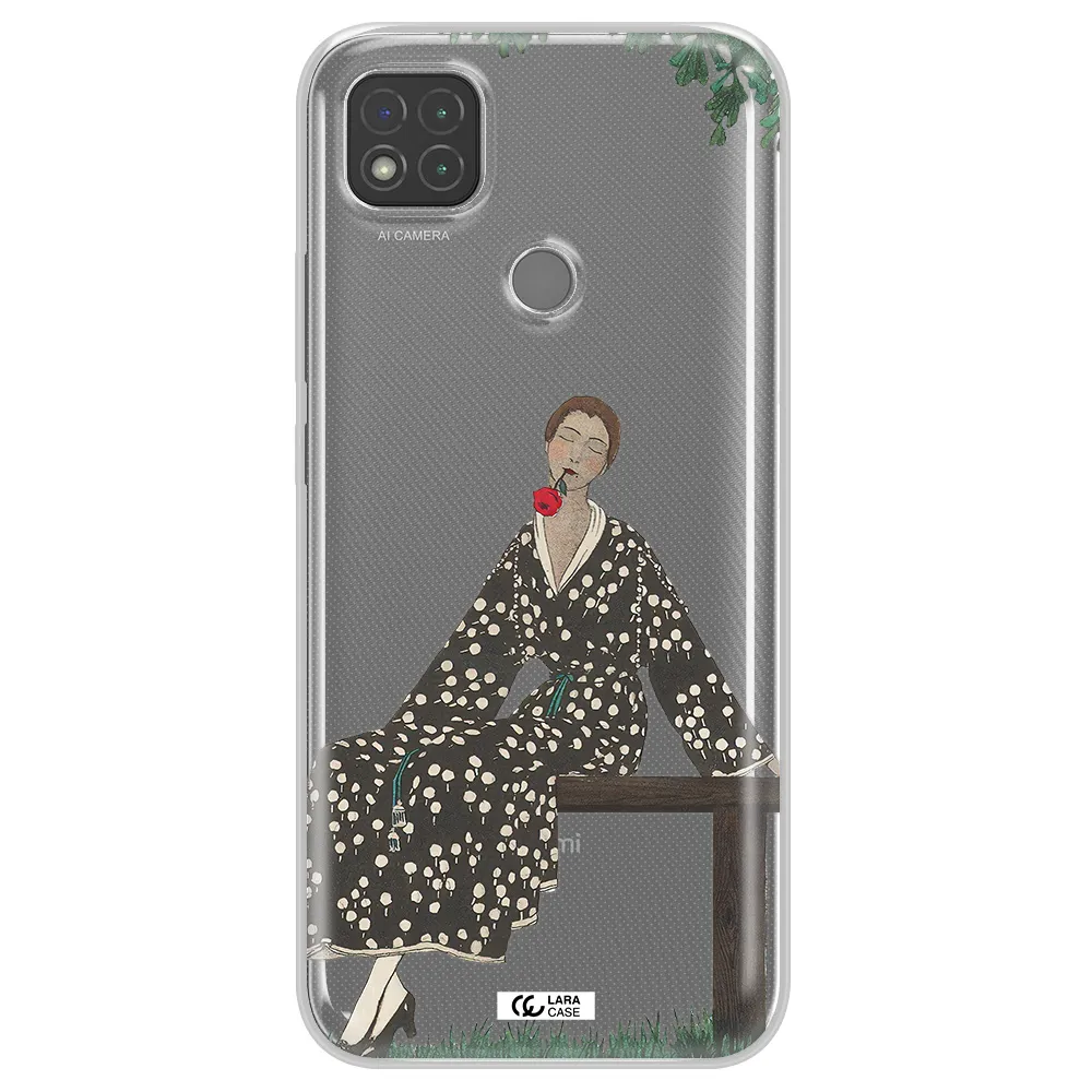a woman sitting on a bench Xiaomi Redmi 9C Clear TPU Case