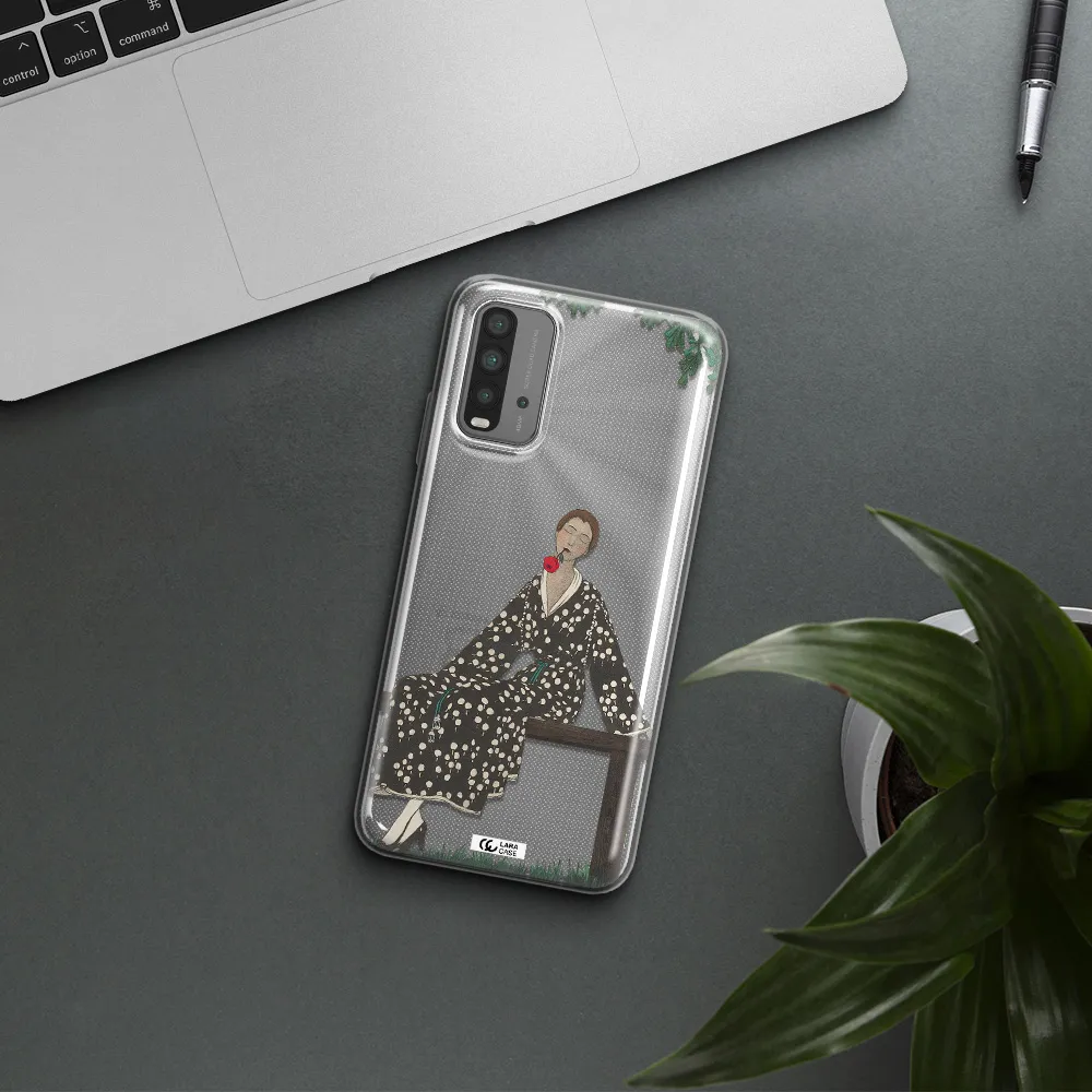 a woman sitting on a bench Xiaomi Redmi 9T Clear TPU Case