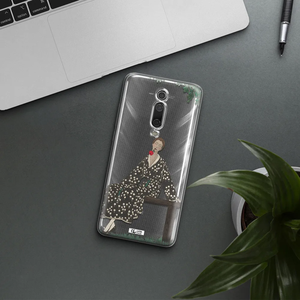 A Woman Sitting On A Bench Xiaomi Redmi K20 Clear Tpu Case