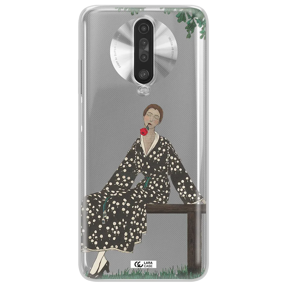 a woman sitting on a bench Xiaomi Redmi K30 Clear TPU Case