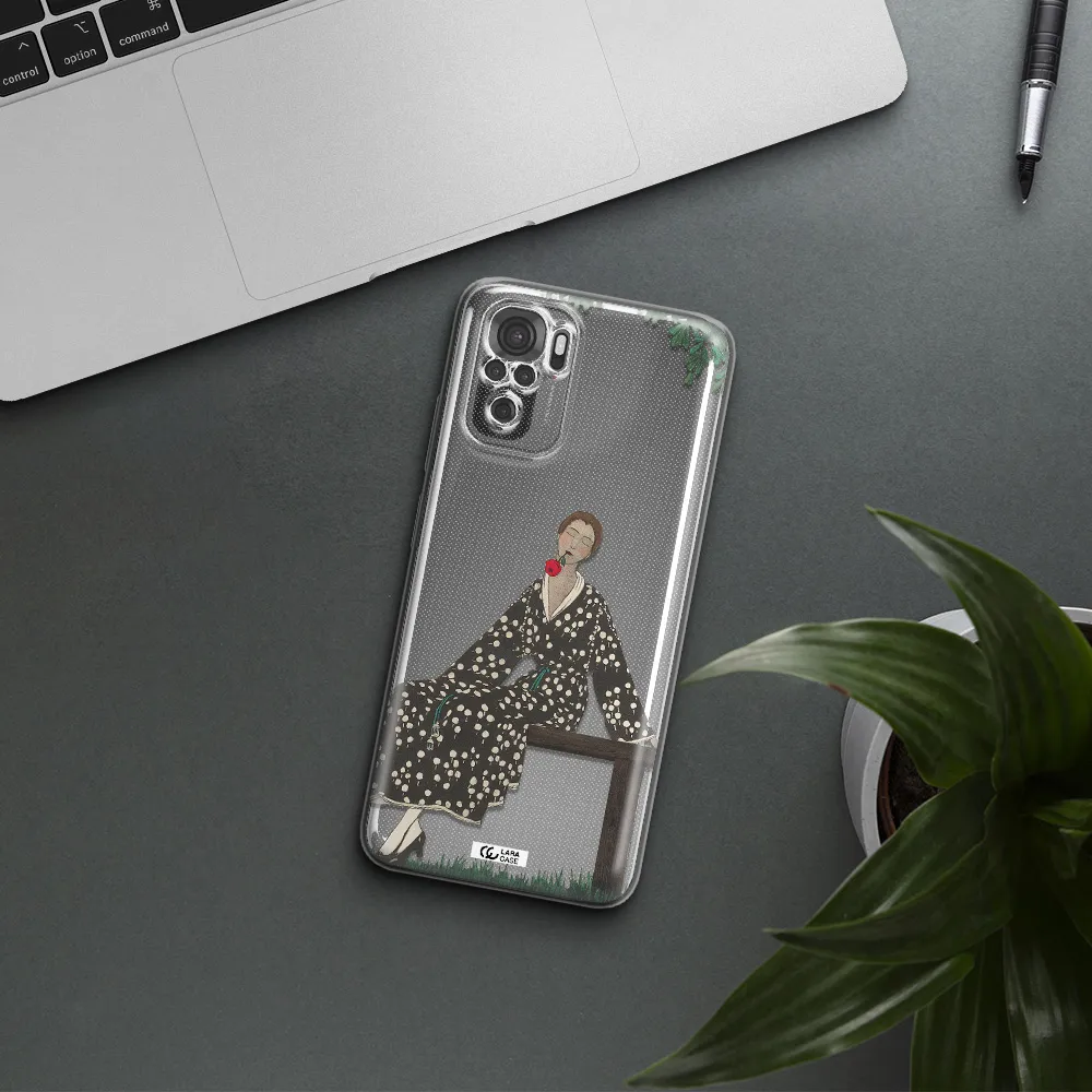 A Woman Sitting On A Bench Xiaomi Redmi Note 10S Clear Tpu Case