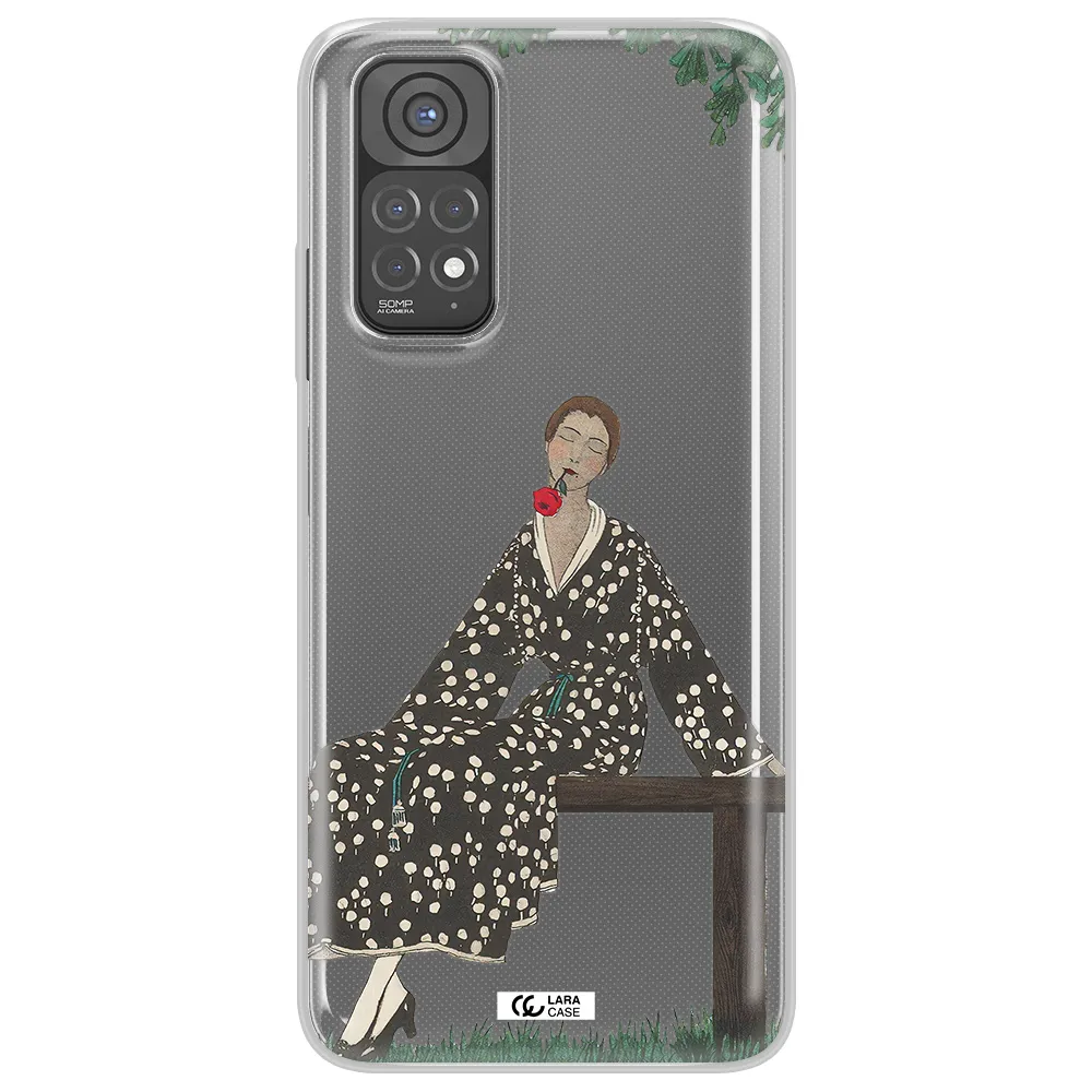 a woman sitting on a bench Xiaomi Redmi Note 11 Clear TPU Case