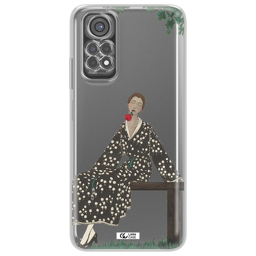 A Woman Sitting On A Bench Xiaomi Redmi Note 11S Clear Tpu Case