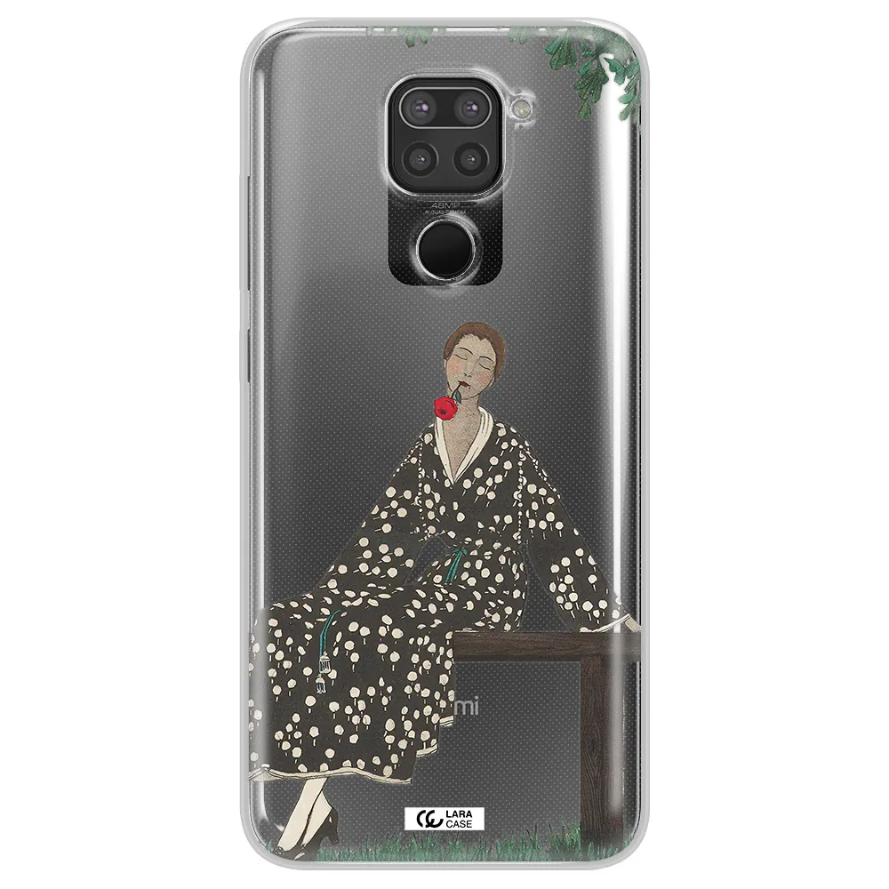 a woman sitting on a bench Xiaomi Redmi Note 9 Clear TPU Case