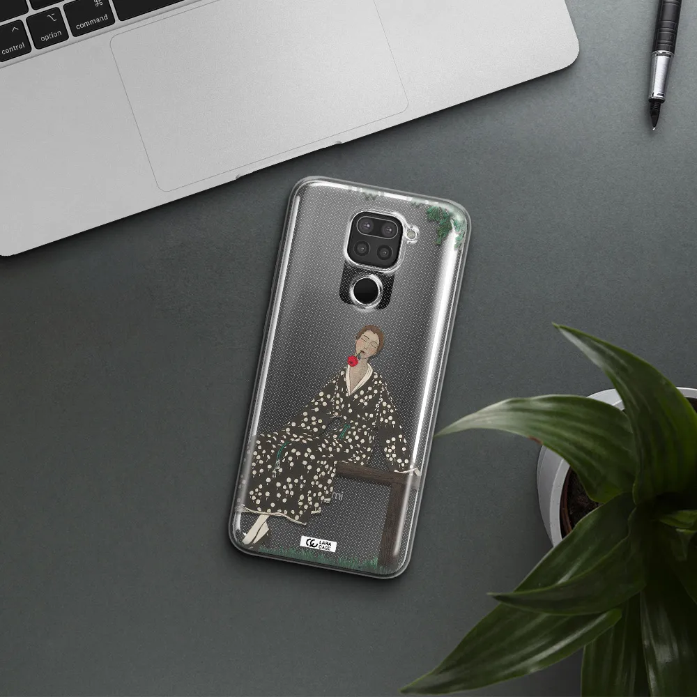 a woman sitting on a bench Xiaomi Redmi Note 9 Clear TPU Case