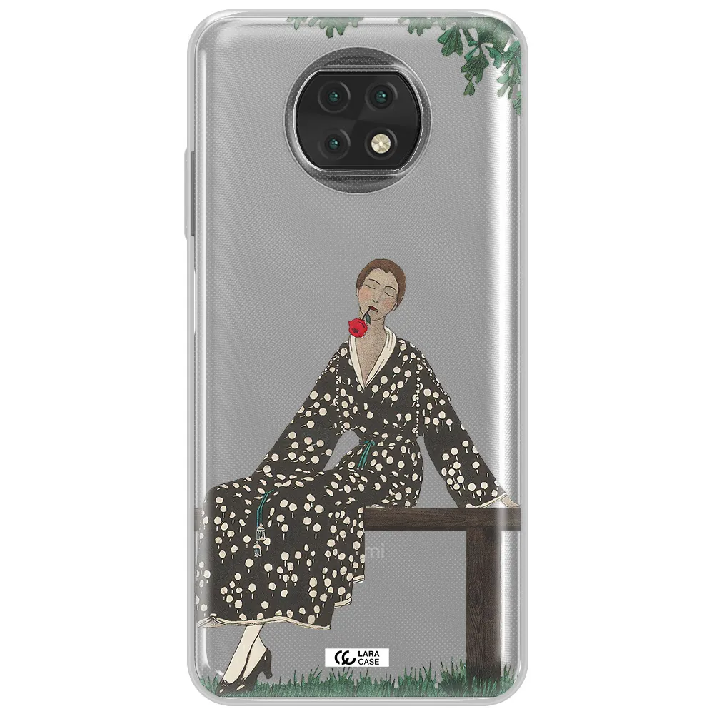 A Woman Sitting On A Bench Xiaomi Redmi Note 9T Clear Tpu Case
