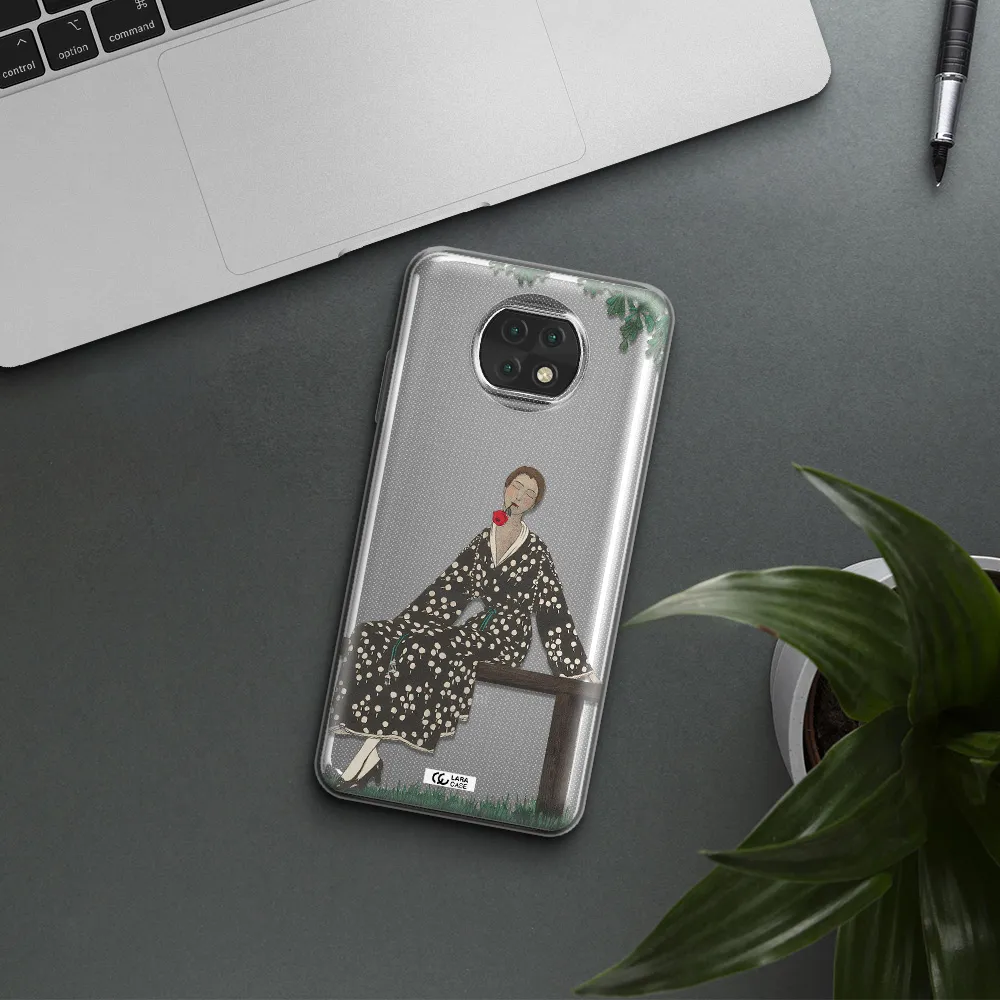 A Woman Sitting On A Bench Xiaomi Redmi Note 9T Clear Tpu Case