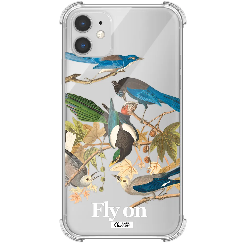 a group of birds on a branch Apple iPhone 11 Clear PC Case