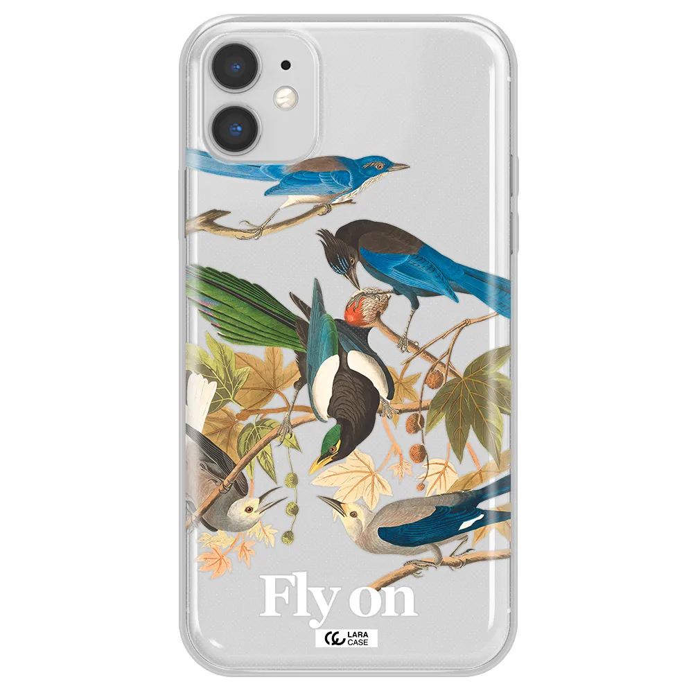 a group of birds on a branch Apple iPhone 11 Clear TPU Case