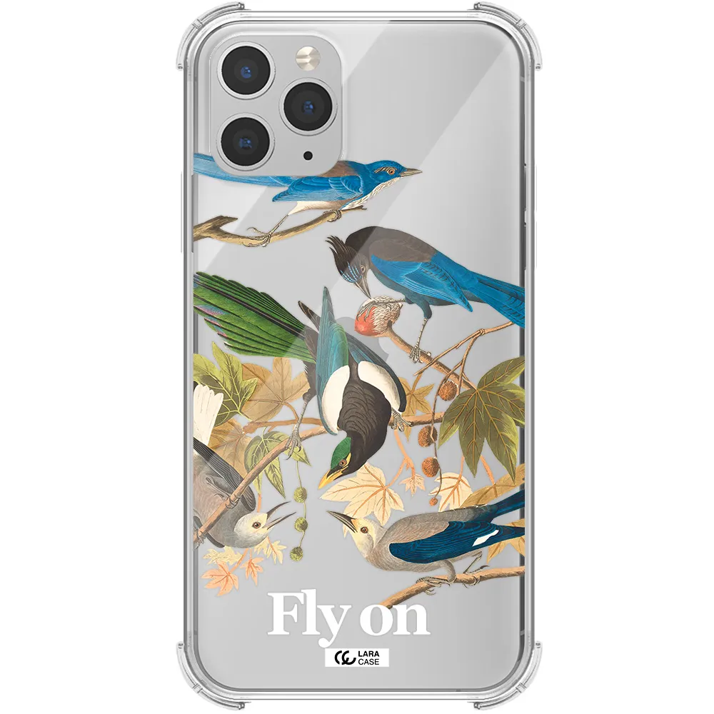 a group of birds on a branch Apple iPhone 11 pro Clear PC Case