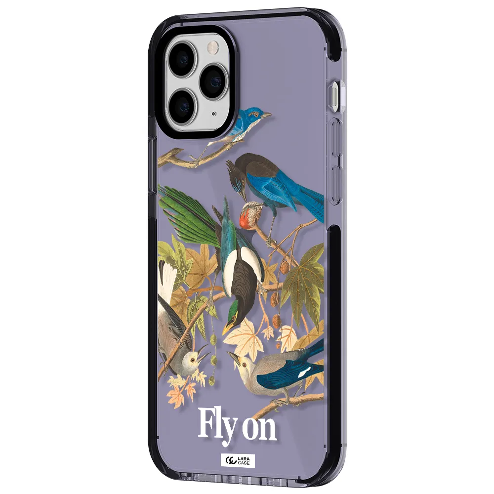 a group of birds on a branch Apple iPhone 11 pro impact Lilac Case