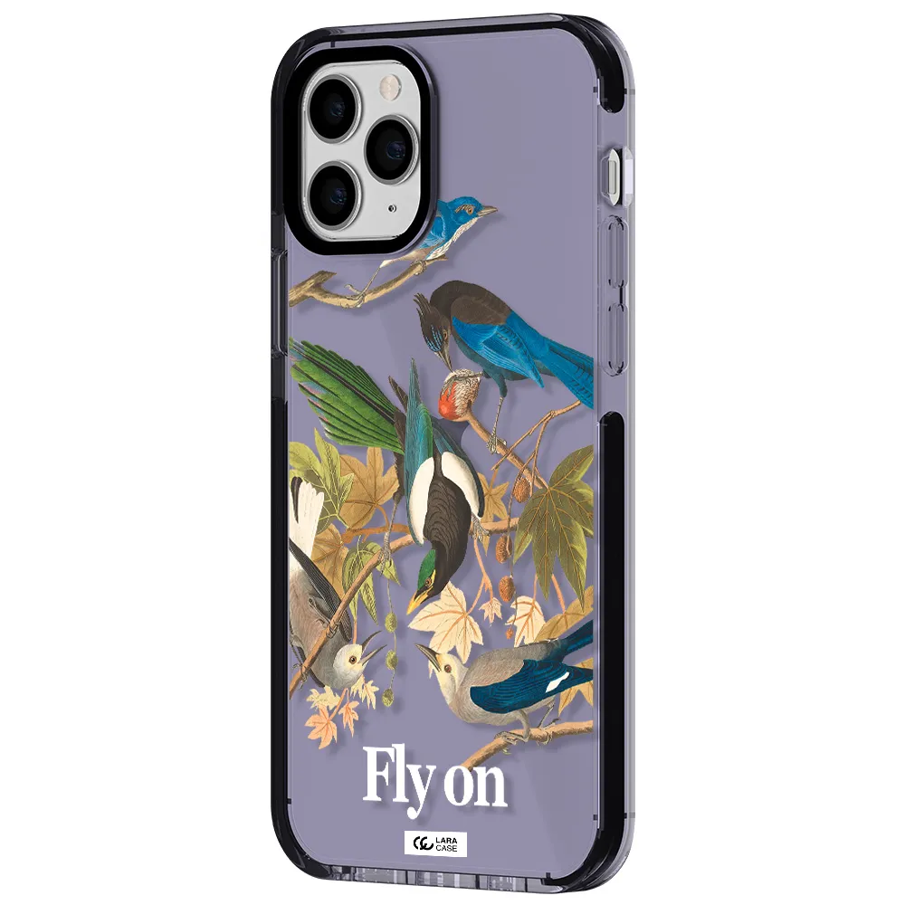 a group of birds on a branch Apple iPhone 11 pro max impact Lilac Case