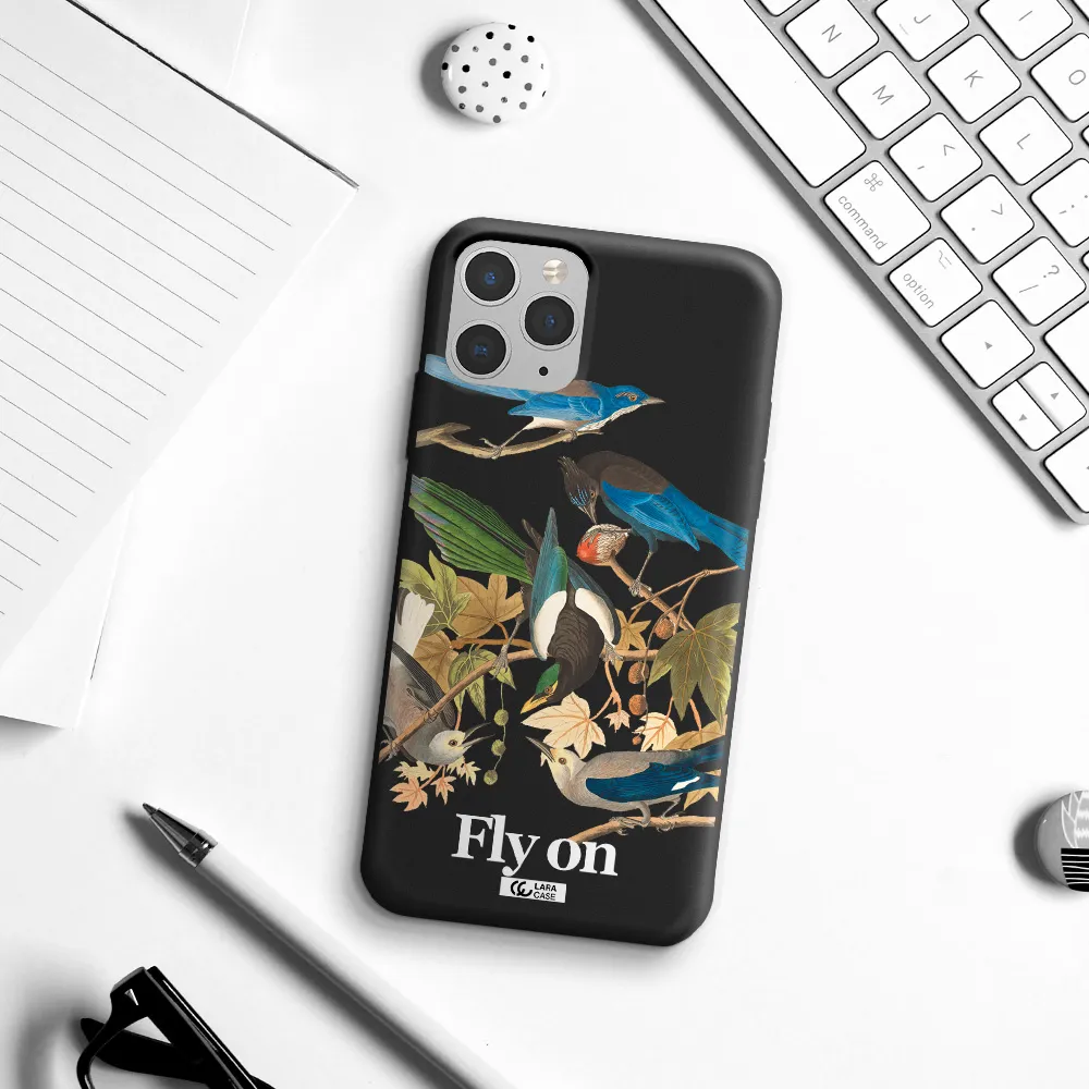 a group of birds on a branch Apple iPhone 11 pro max Silicone black Case
