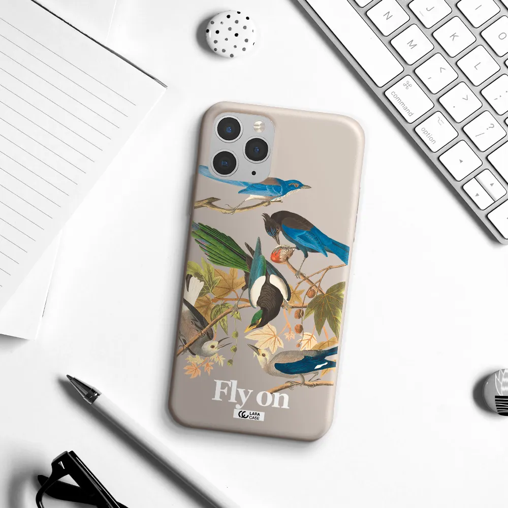 a group of birds on a branch Apple iPhone 11 pro Silicone Stone Case