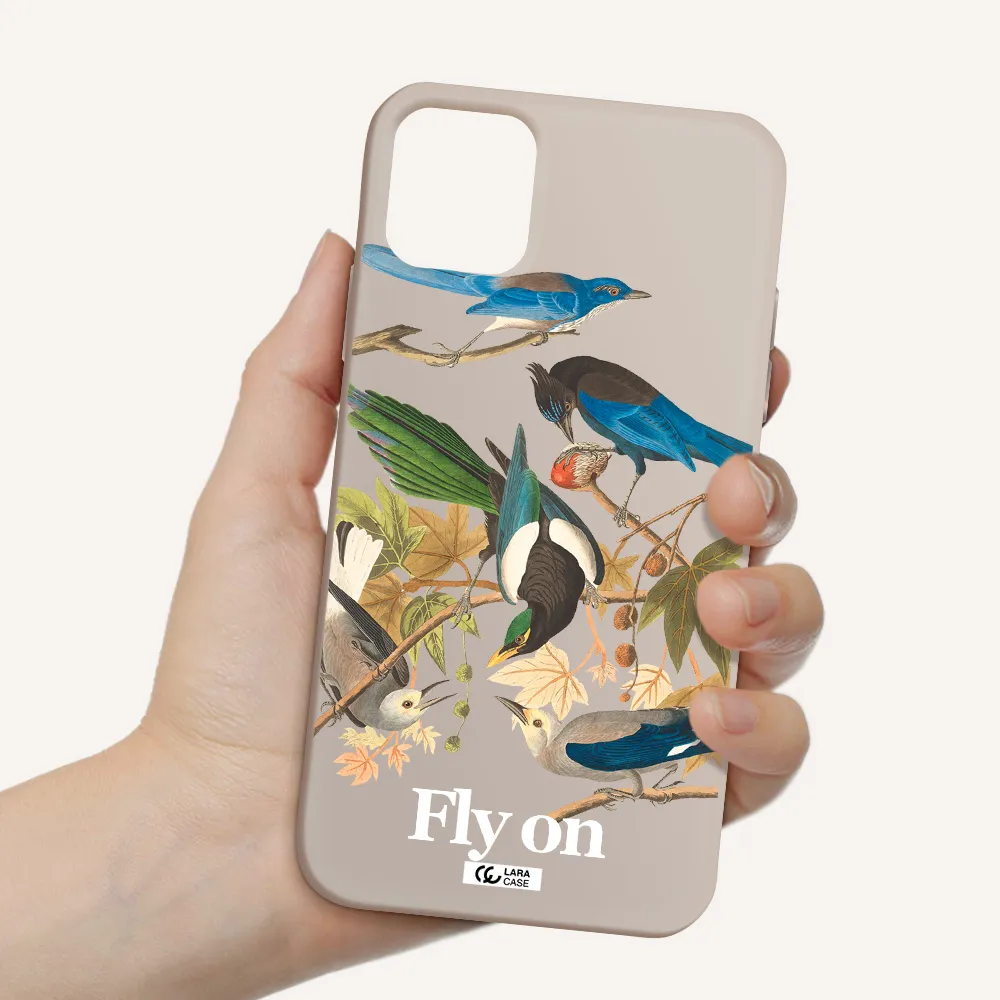 a group of birds on a branch Apple iPhone 11 Silicone Stone Case