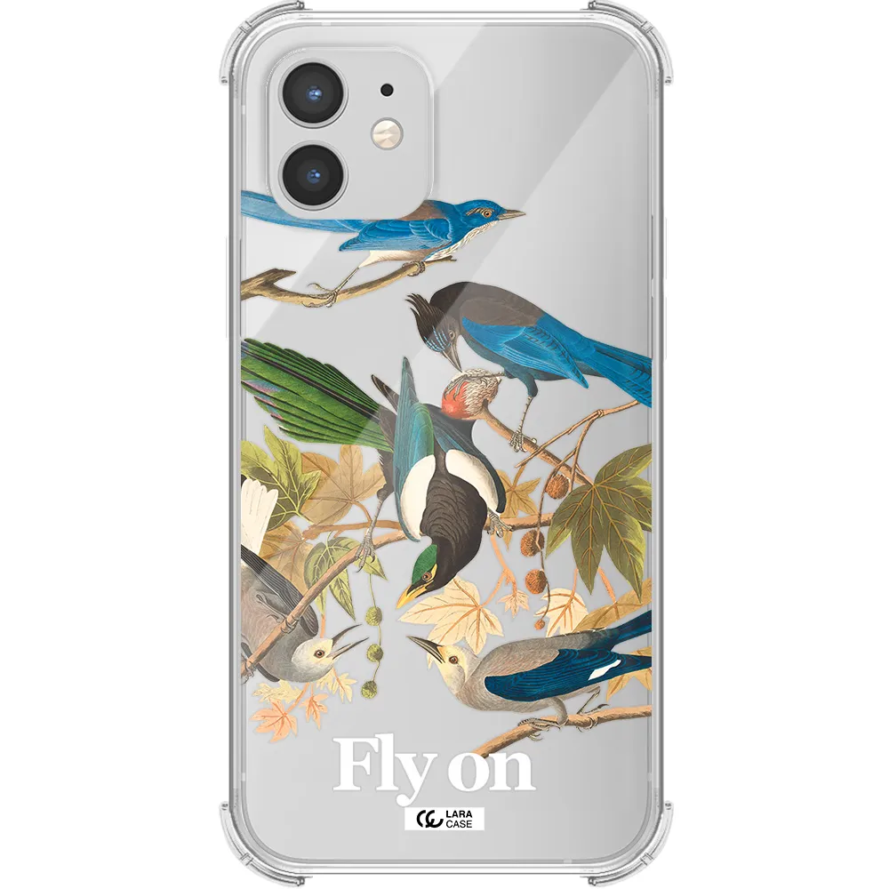 a group of birds on a branch Apple iPhone 12 Clear PC Case