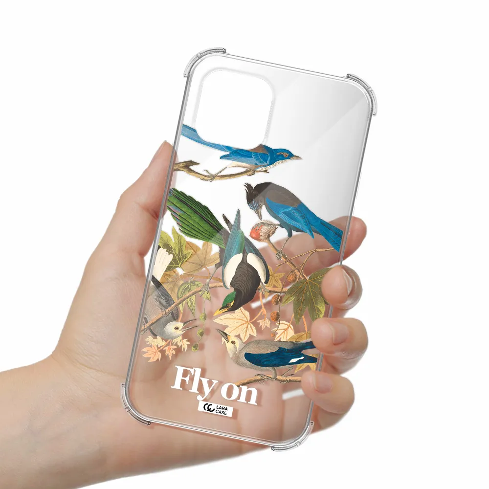 a group of birds on a branch Apple iPhone 12 Clear PC Case
