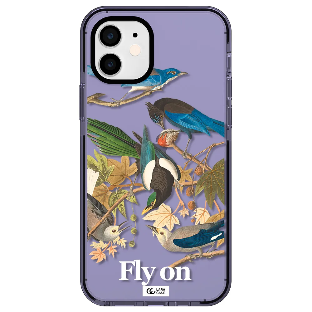 a group of birds on a branch Apple iPhone 12 impact Lilac Case