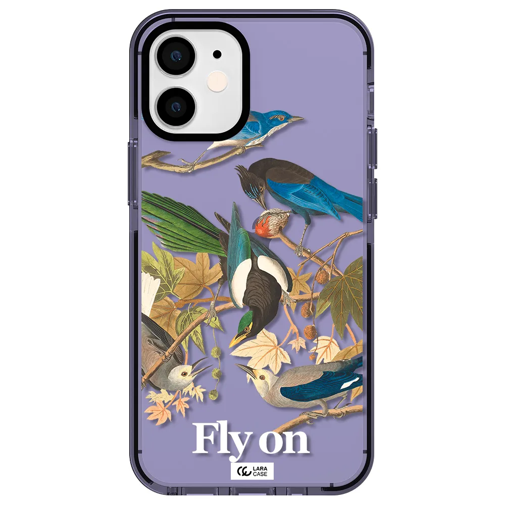a group of birds on a branch Apple iPhone 12 mini impact Lilac Case