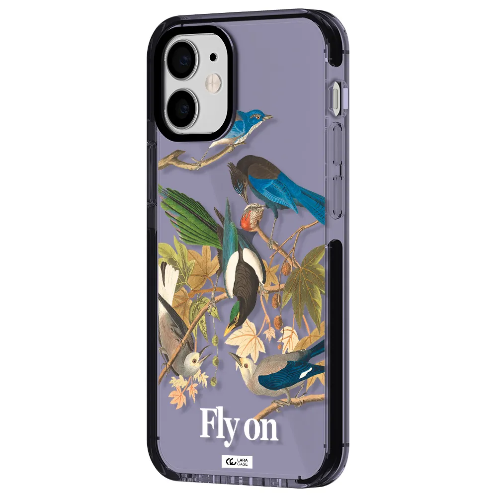 a group of birds on a branch Apple iPhone 12 mini impact Lilac Case